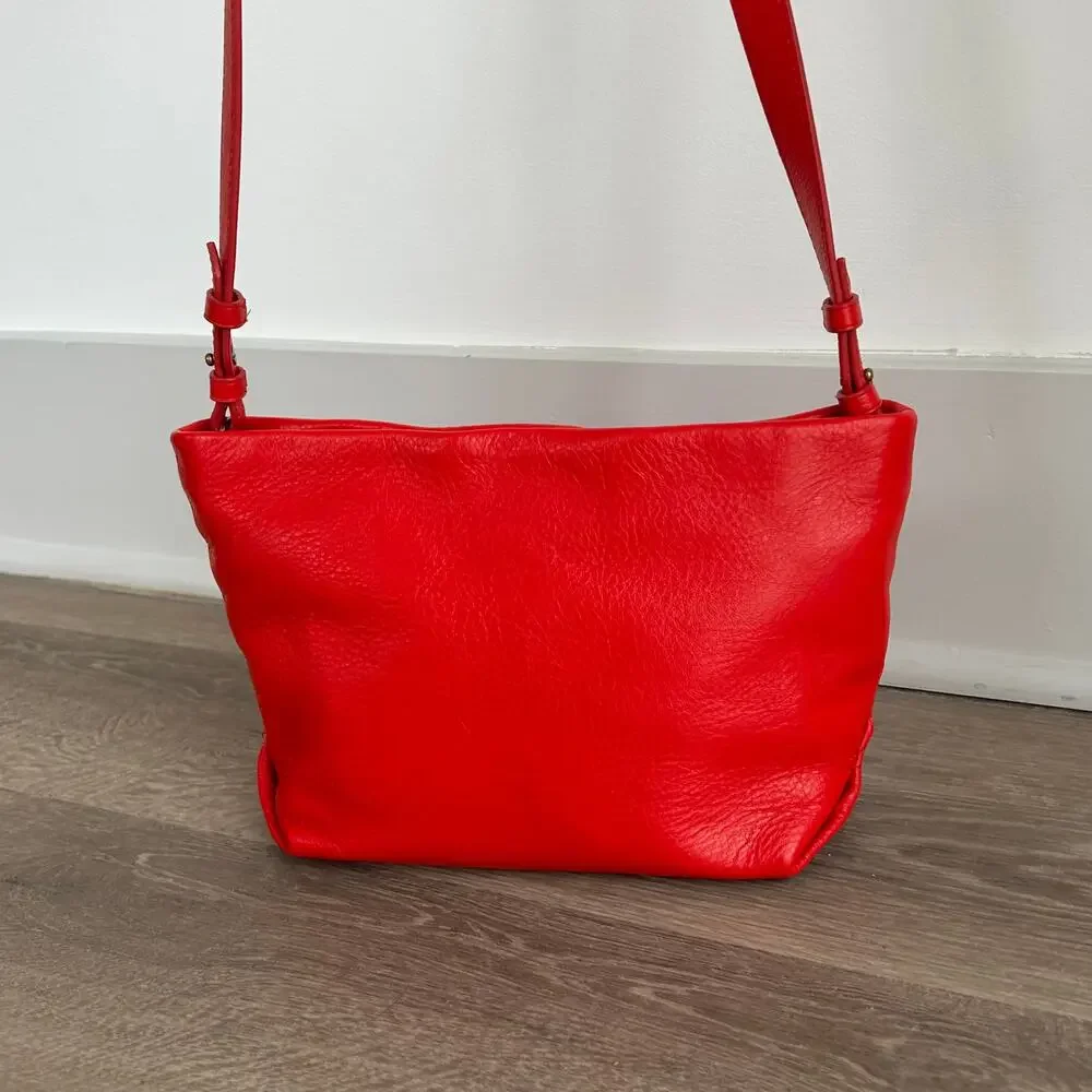 J.Crew Oslo Soft Leather Crossbody Bag Adjustable Strap Holiday Red